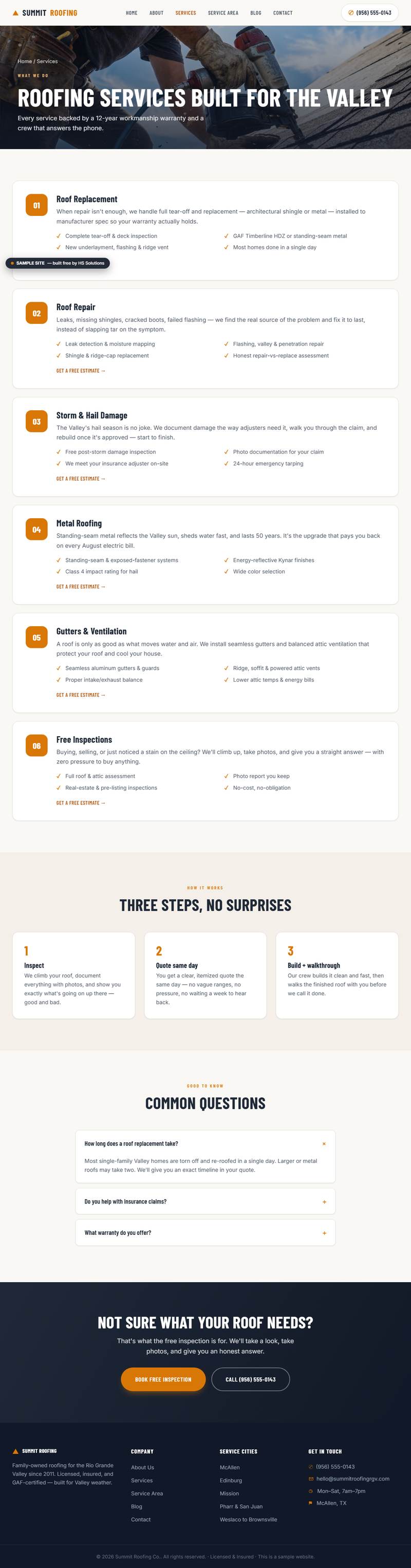 Sample services page, full length