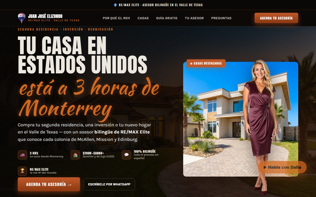 Cross-border real estate landing page in Spanish