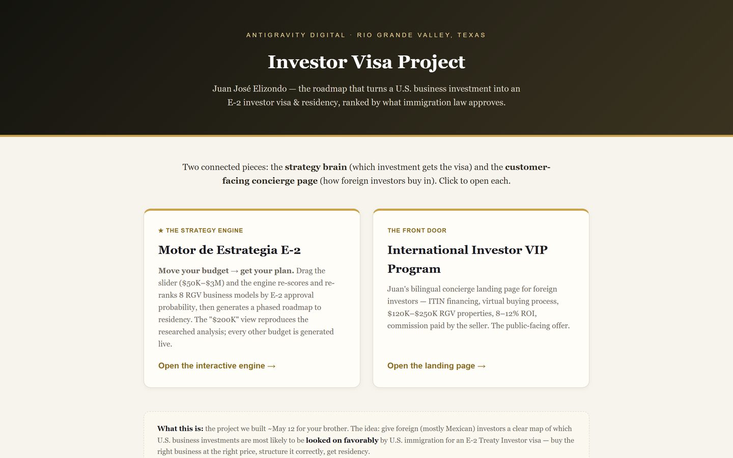E-2 Strategy Engine website