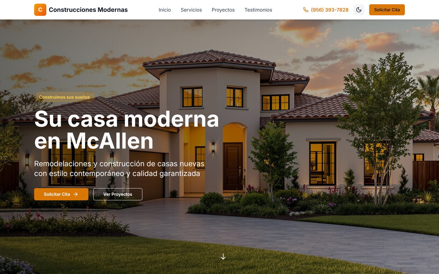 Saenz Construction website